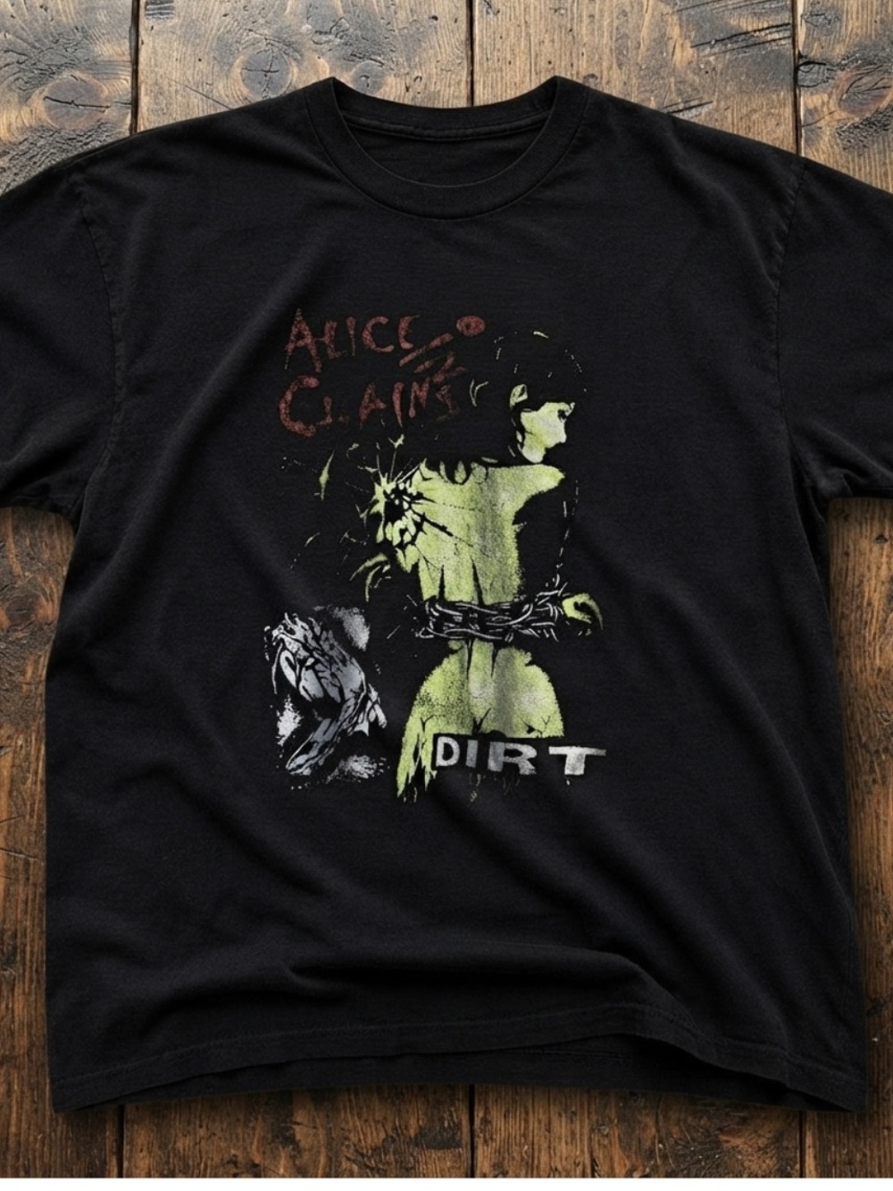 Gildan Black Alice Cooper 'Dirt' Graphic Tee with Green Print